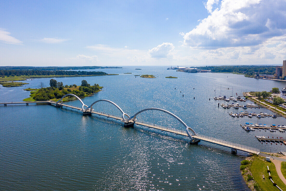 Europe,Scandinavia,Sweden.. Soelvesborg. Longest pedestrian and cycle bridge in Europe