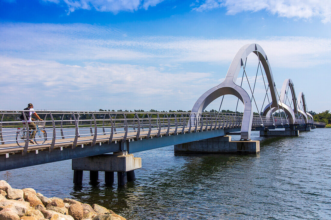 Europe,Scandinavia,Sweden.. Soelvesborg. Longest pedestrian and cycle bridge in Europe