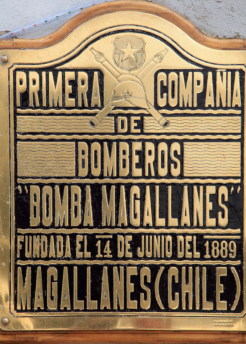 Chile,Magallanes,Punta Arenas,Feuerwache Schild,