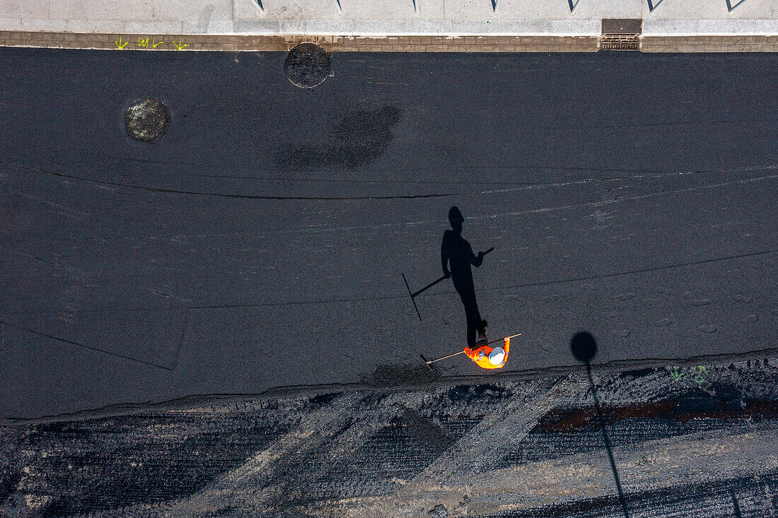 Bitumen,laying of asphalt on a road