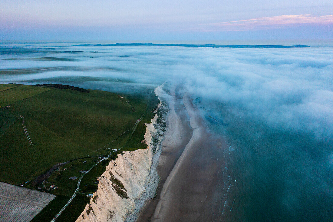 France,Hauts de France,Pas de Calais. Marine mist.  Blanc-Nez,Sangatte. Strait of Dover