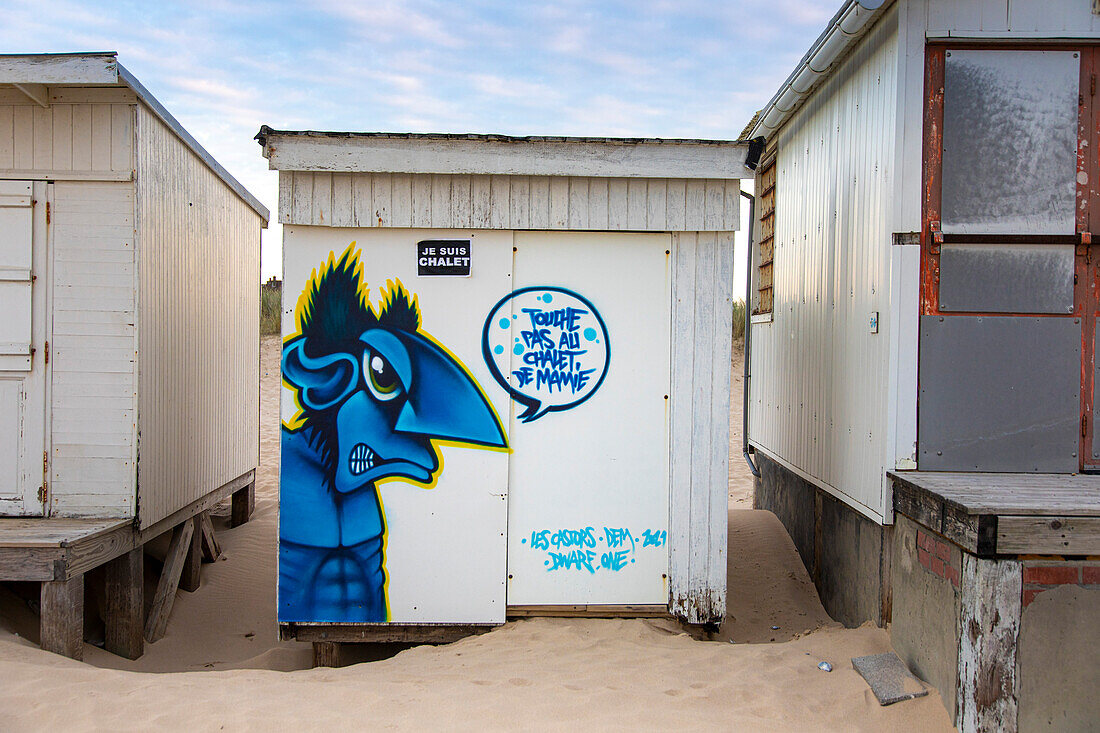 Frankreich,Opalküste,Pas de Calais,Sangatte,die Chalets von Bleriot-Plage warten auf ihre Zerstörung