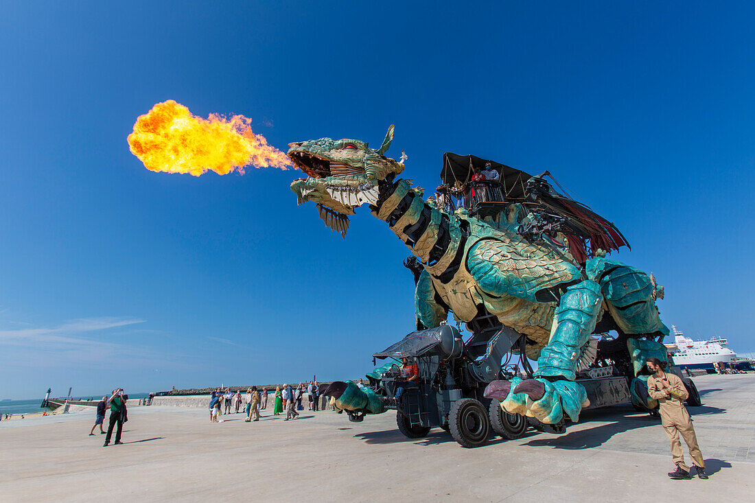 France,Calais,the dragon on the dike of Calais