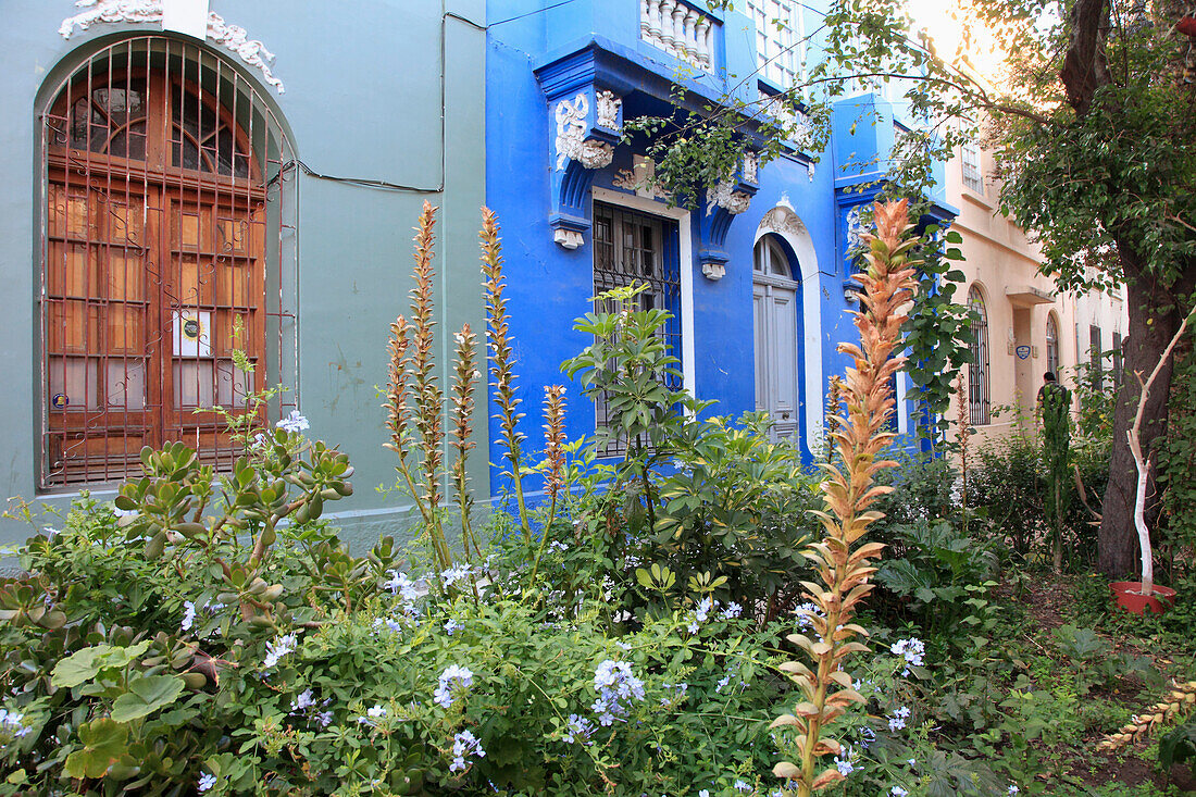 Chile,Santiago,Barrio Yungay,houses,garden,heritage architecture,