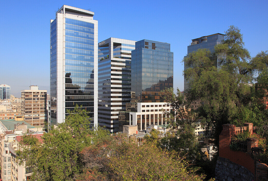 Chile,Santiago,Stadtmitte,Skyline,Wolkenkratzer,Gesamtansicht,