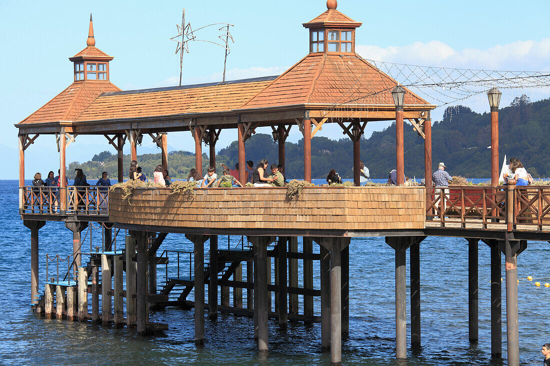 Chile,Lake District,Frutillar,pier,people,Lake Llanquihue,