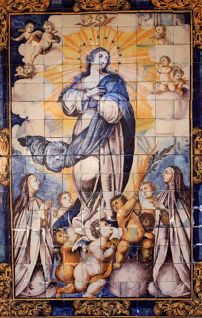 Spain,Andalusia,Seville,Museo de Bellas Artes,patio,ceramic tile image