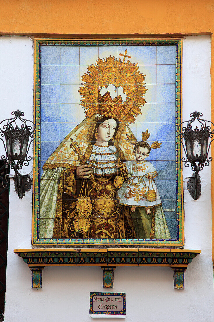 Spain,Andalusia,Seville,Nuestra Senora del Carmen,ceramic tile image