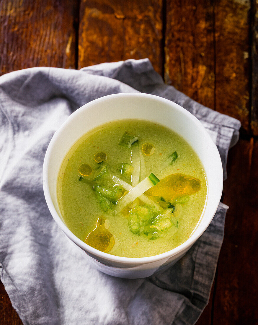 Gazpacho with tomatoes, cucumber and Espelette peppers