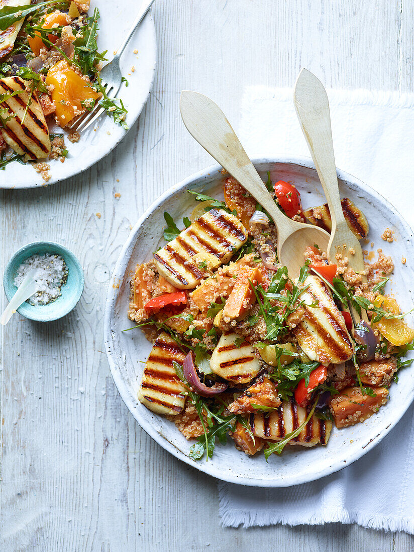 Warm halloumi and quinoa salad