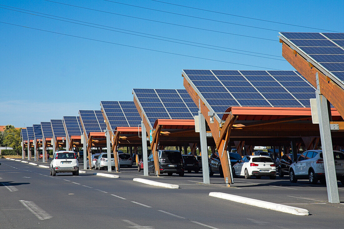 Solar panels over car park, France