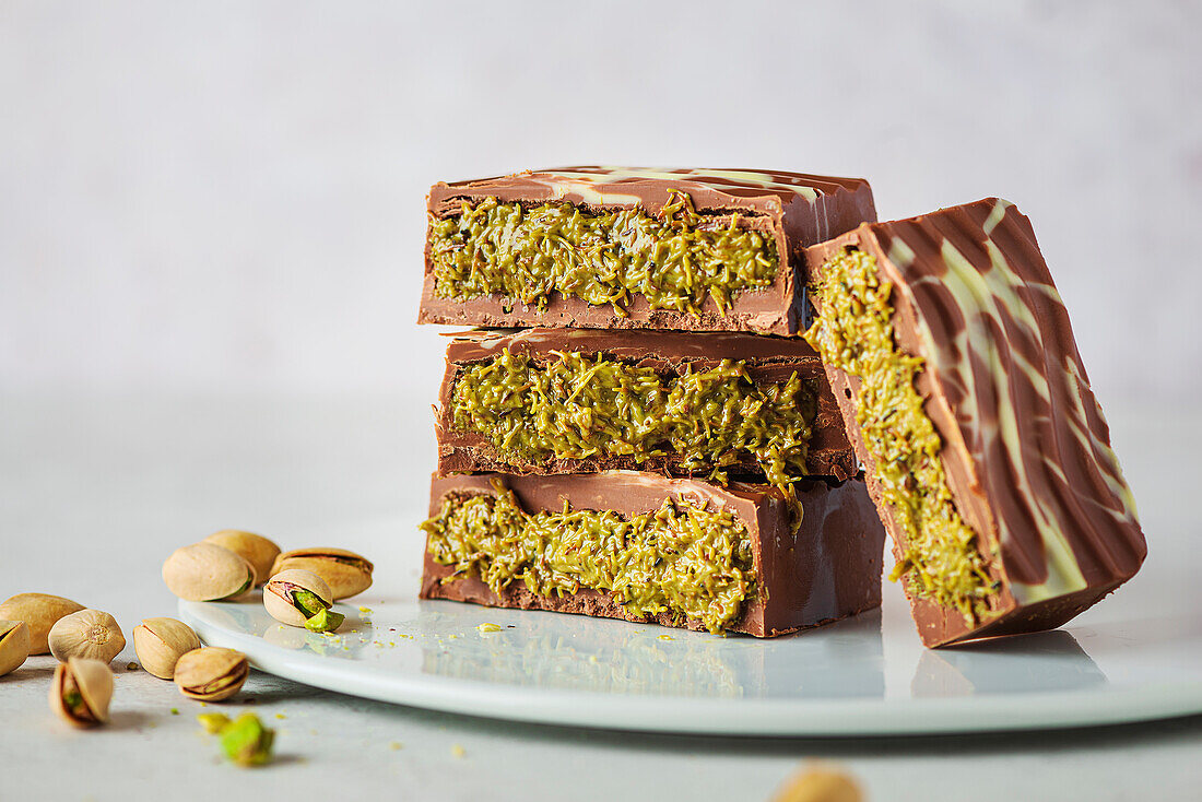 Dubai chocolate with pistachio cream