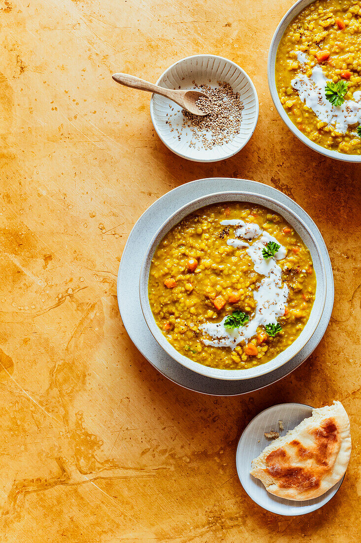 Lentil dal with yoghurt