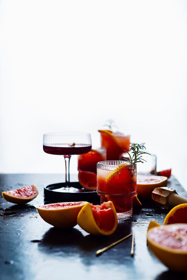 Negroni cocktail with pink grapefruit