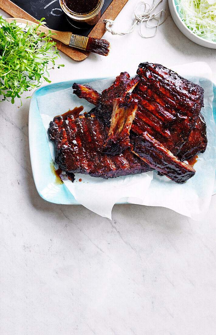 Sticky spare ribs of pork