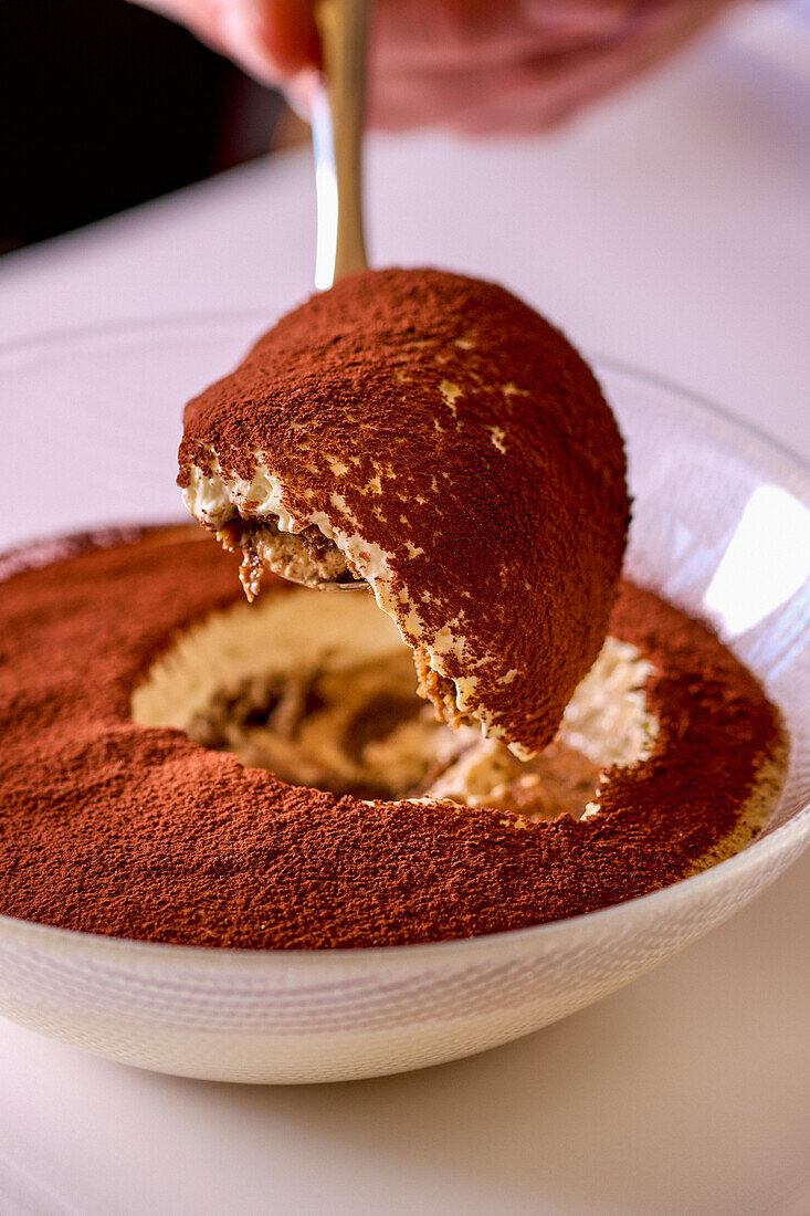 Tiramisu with cocoa powder