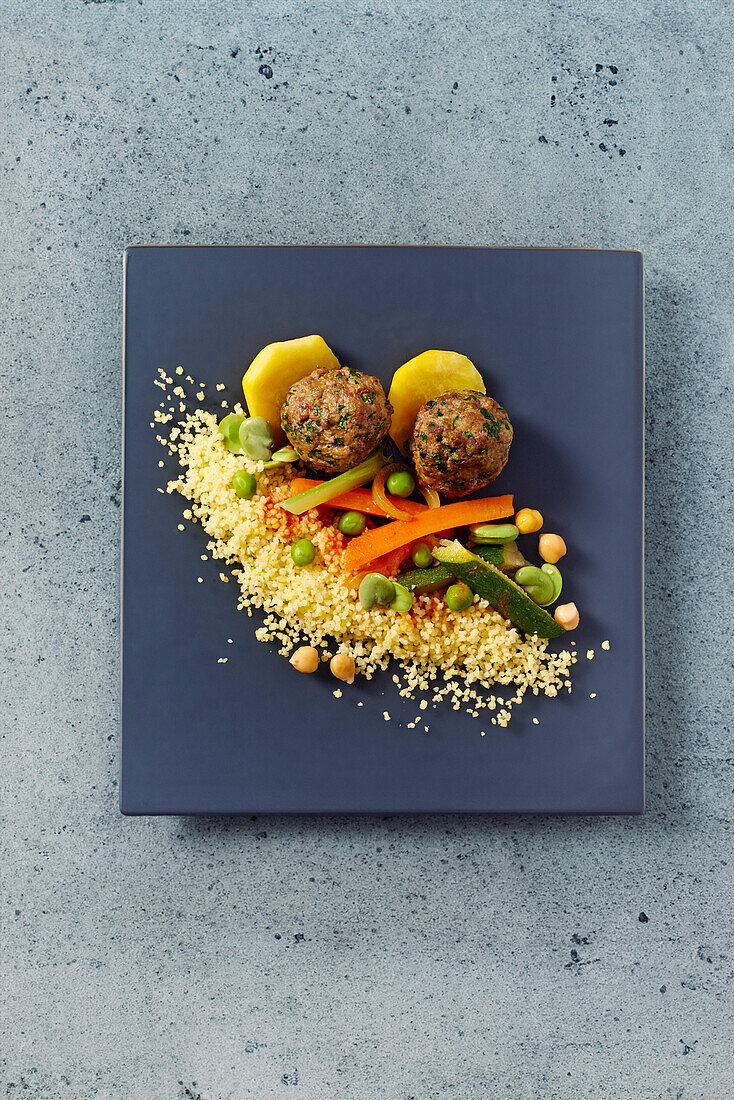 Kofta with vegetables and couscous