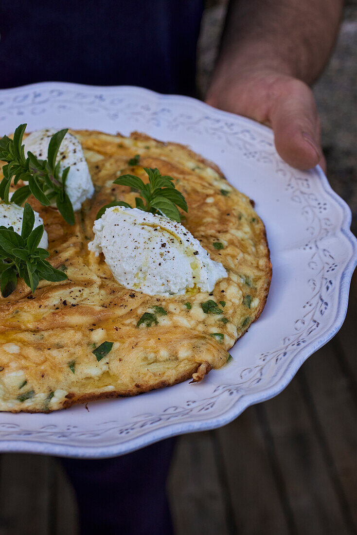 Omelett mit Ricotta und Kräutern