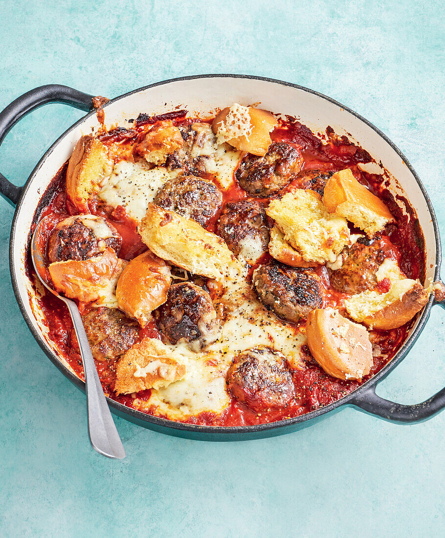 Cheeseburger patty casserole topped with cheese