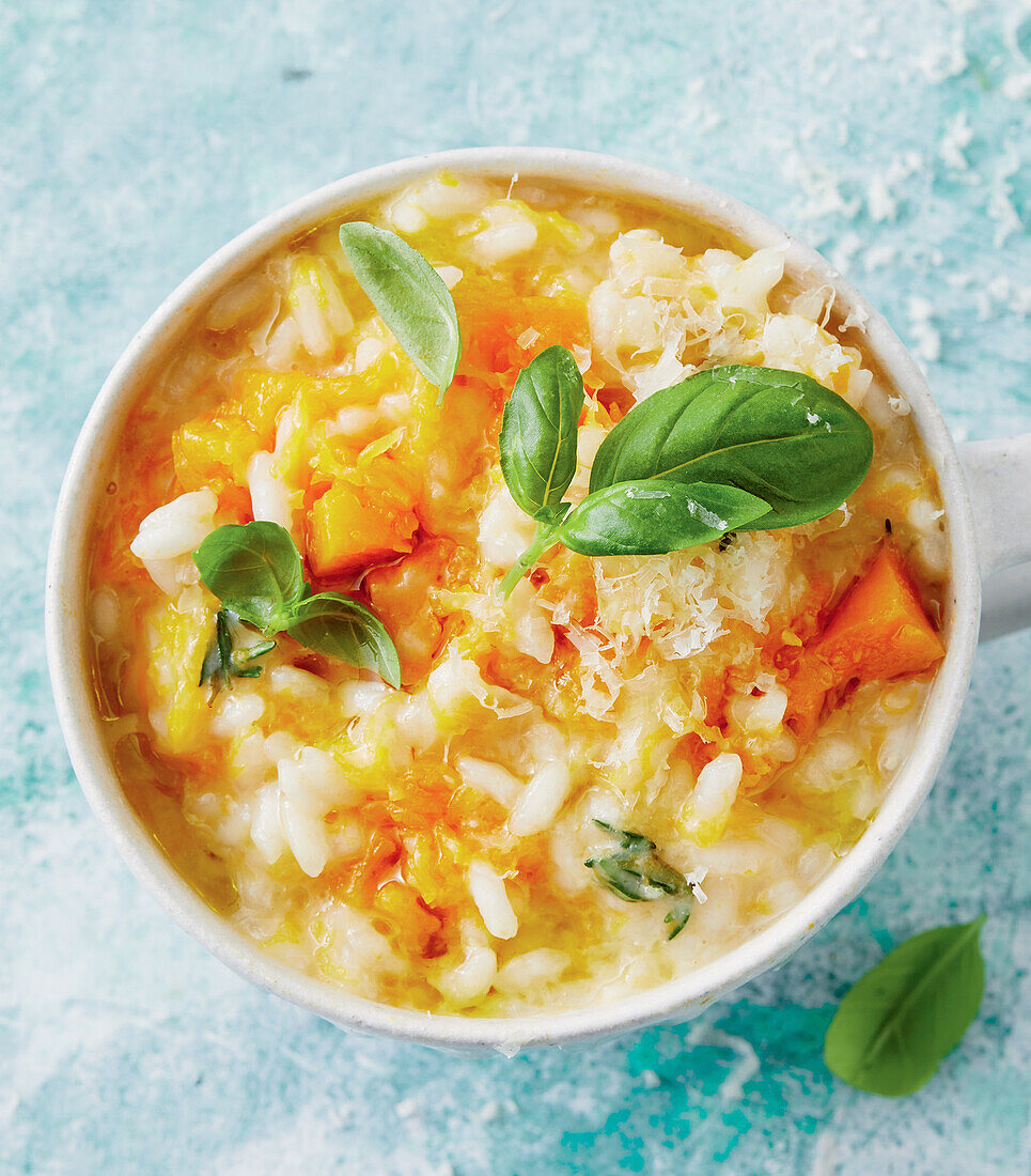 Kürbisrisotto mit Parmesan und Basilikum