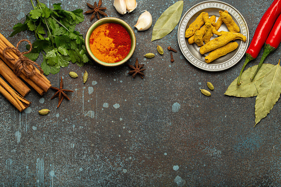 Spices and herbs of Indian cuisine