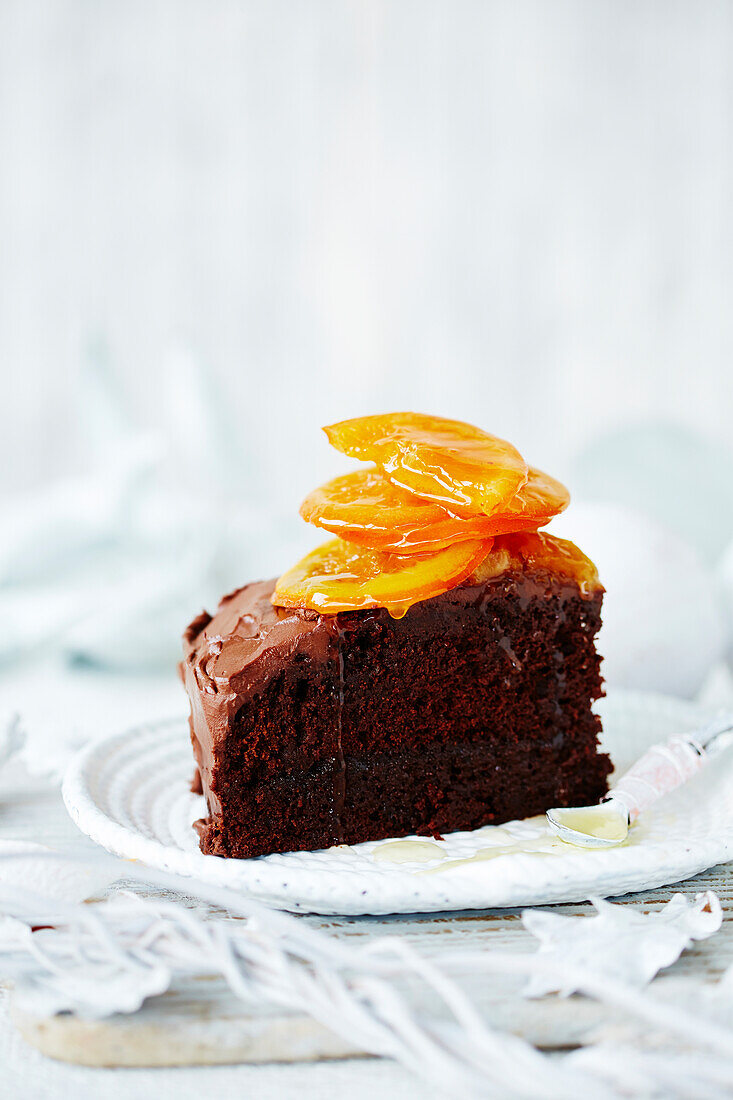 Chocolate cake with candied oranges