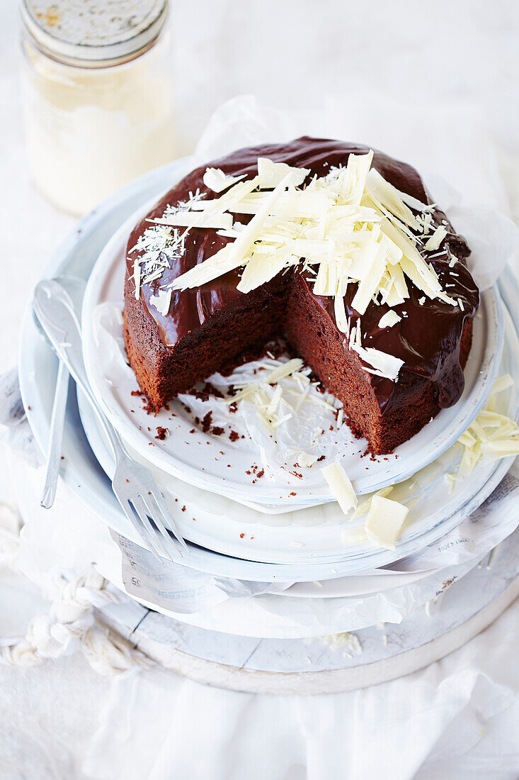 Chocolate cake with white chocolate chips