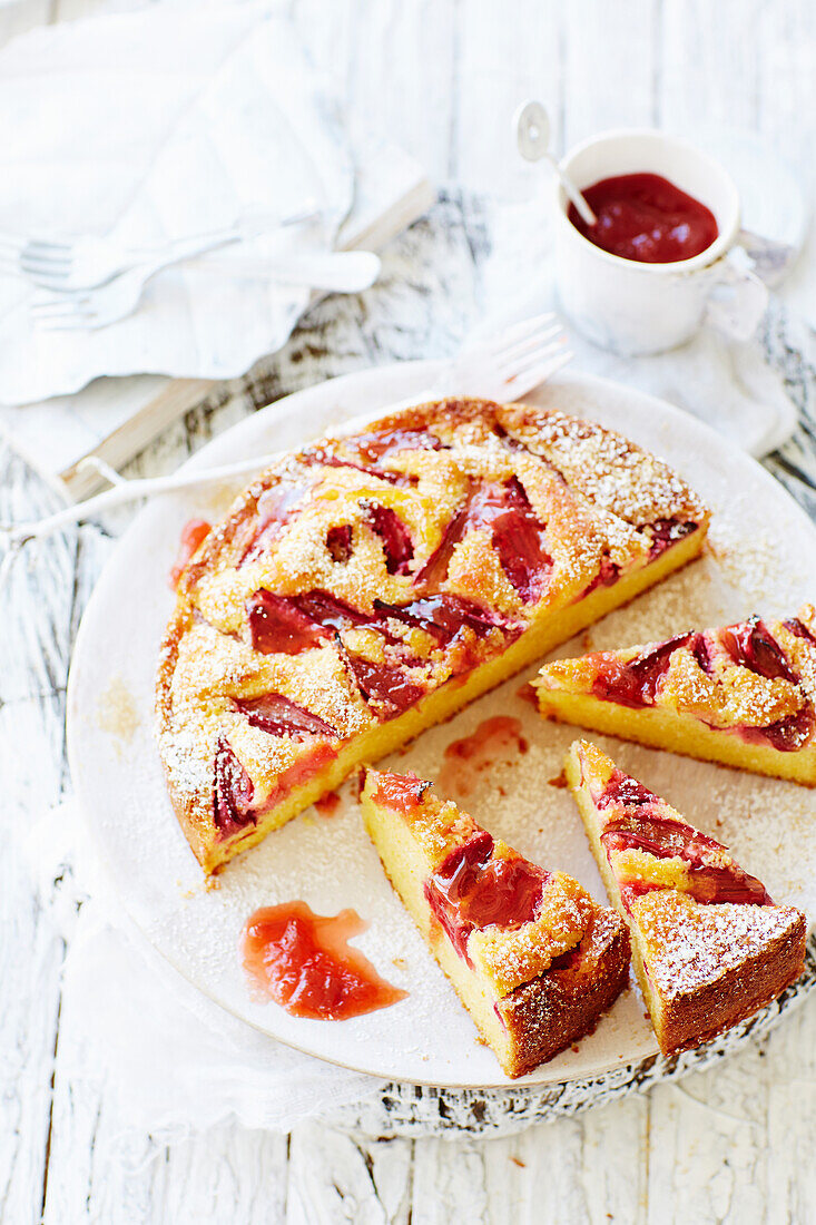 Orange and rhubarb semolina cake