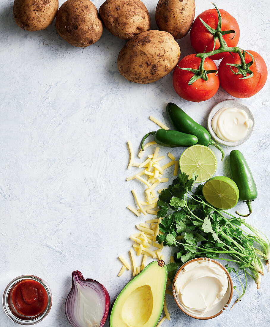 Ingredients for crispy potato nachos