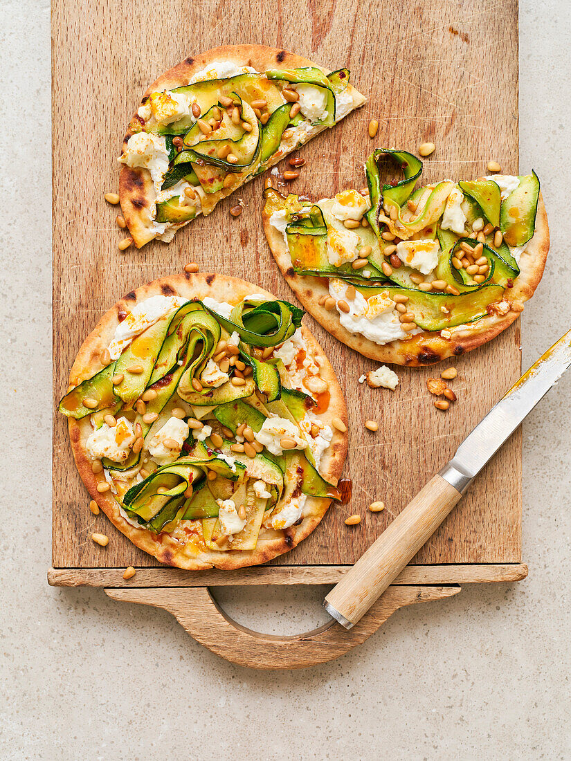 Flatbreads with harissa, courgette and honey