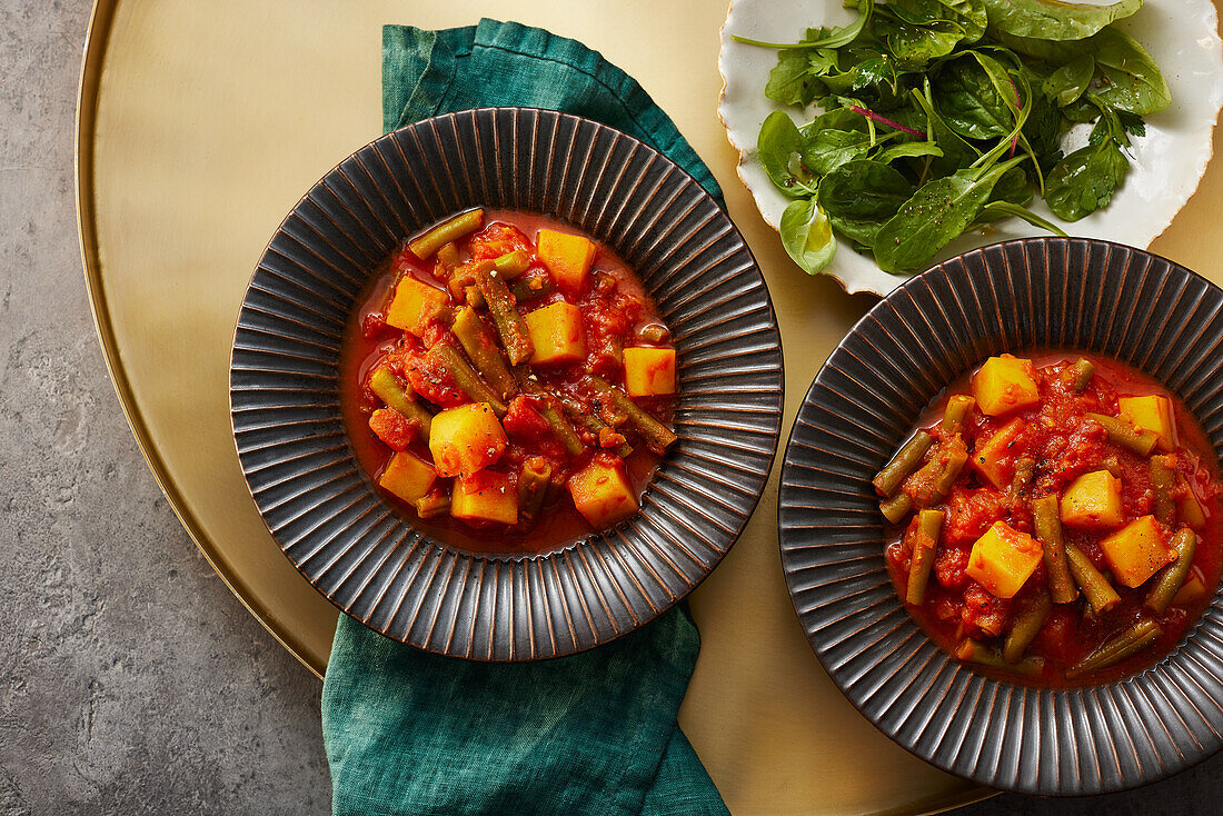 Persian bean stew with potatoes and tomato sauce