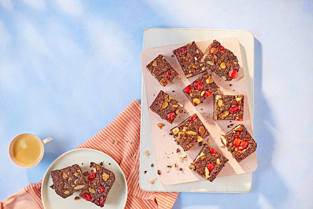 Chocolate hazelnut flapjacks with Brazil nuts