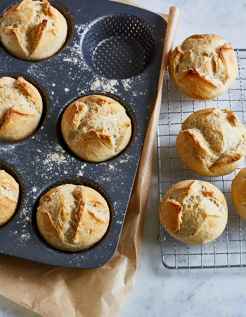 'Overnight' rolls from the muffin tin