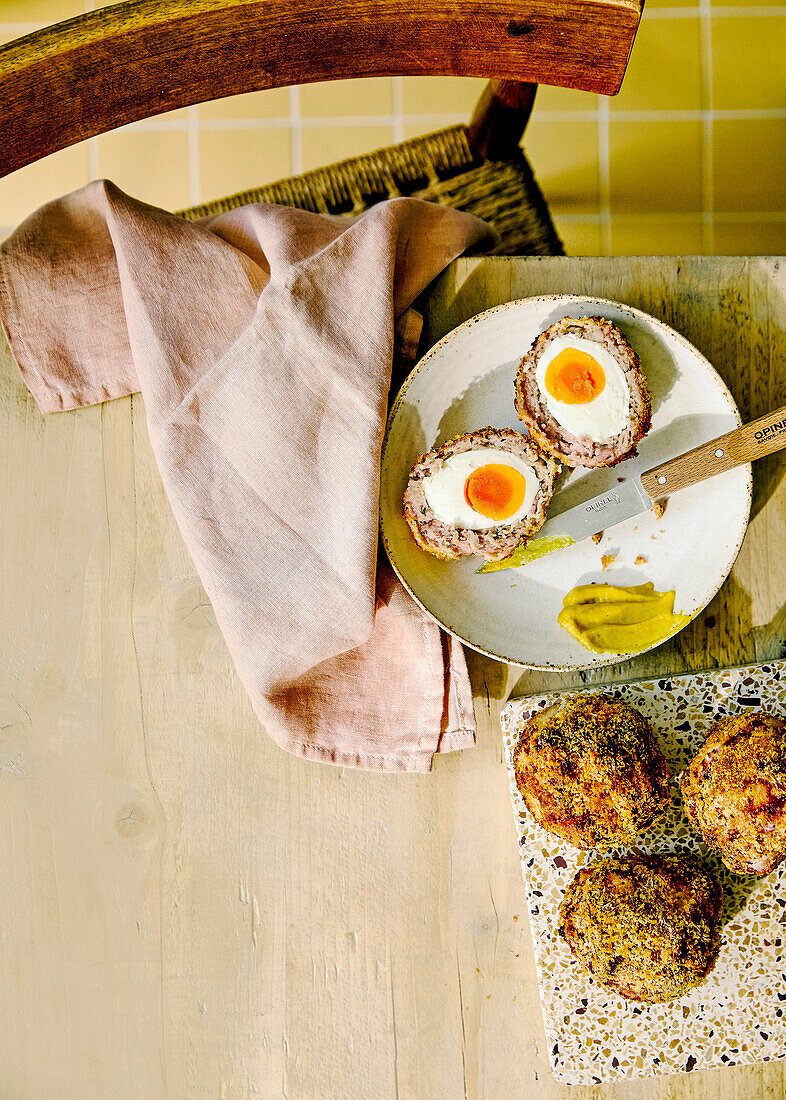 Scotch Eggs mit Senf aus dem Airfryer