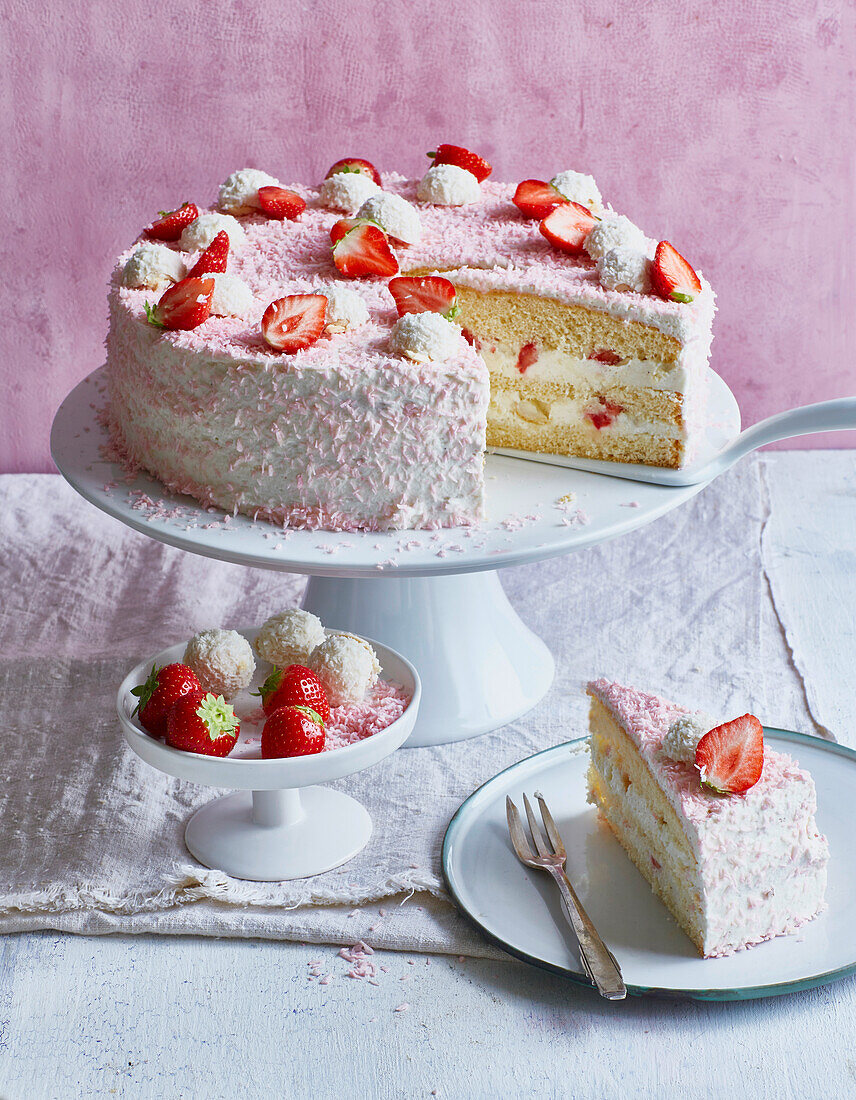 Strawberry and coconut cake