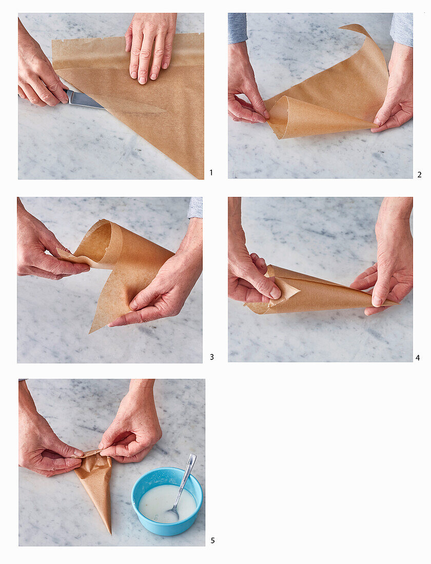 Make a piping bag from baking paper