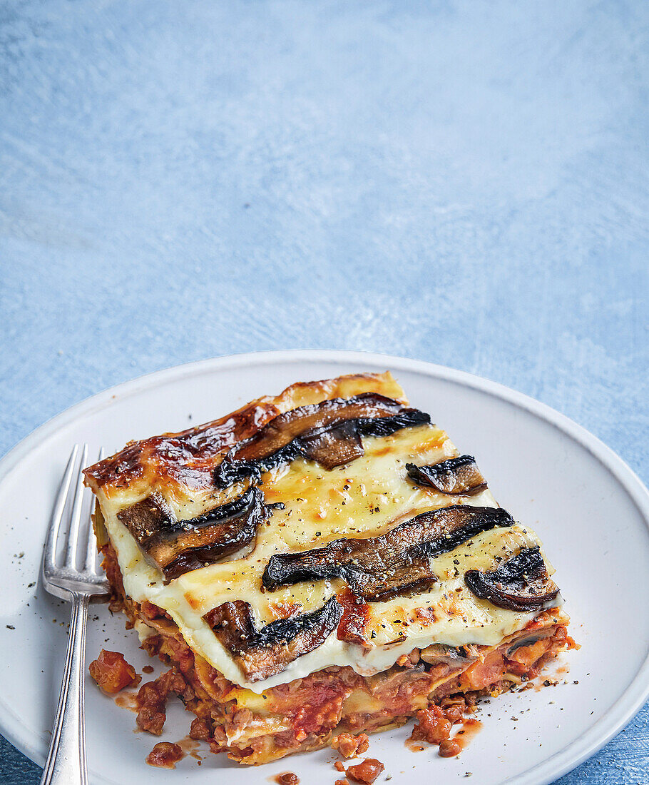 Mushroom and lentil lasagne