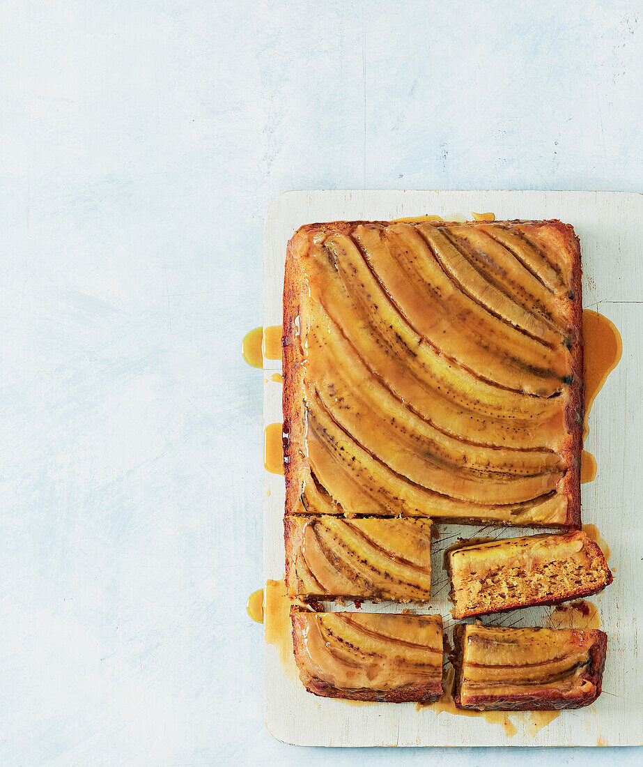 Inverted caramel banana cake