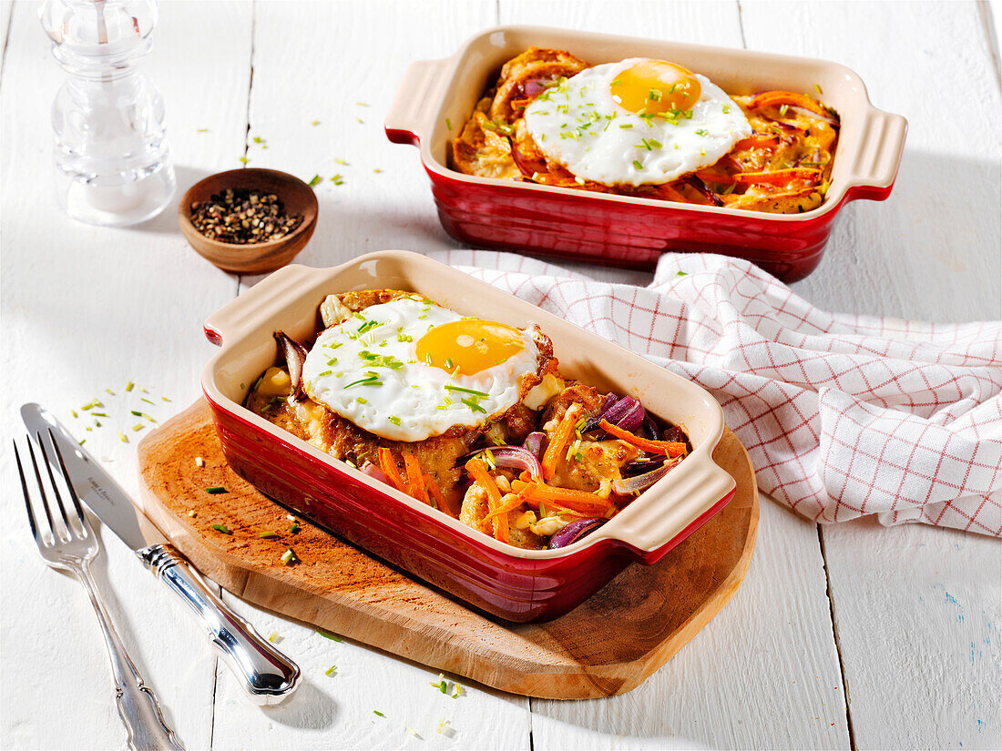  Bread dumplings, Gröstel, vegetables, inexpensive delicacies 