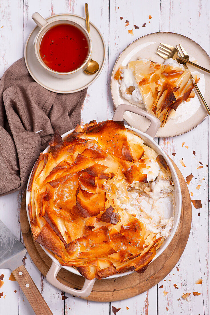 Cheesecake with filo pastry