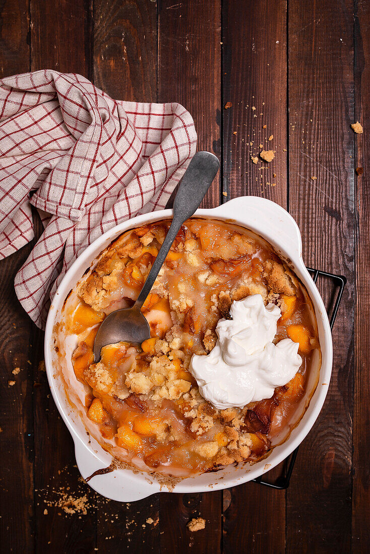 Apricot and peach clafoutis with yoghurt