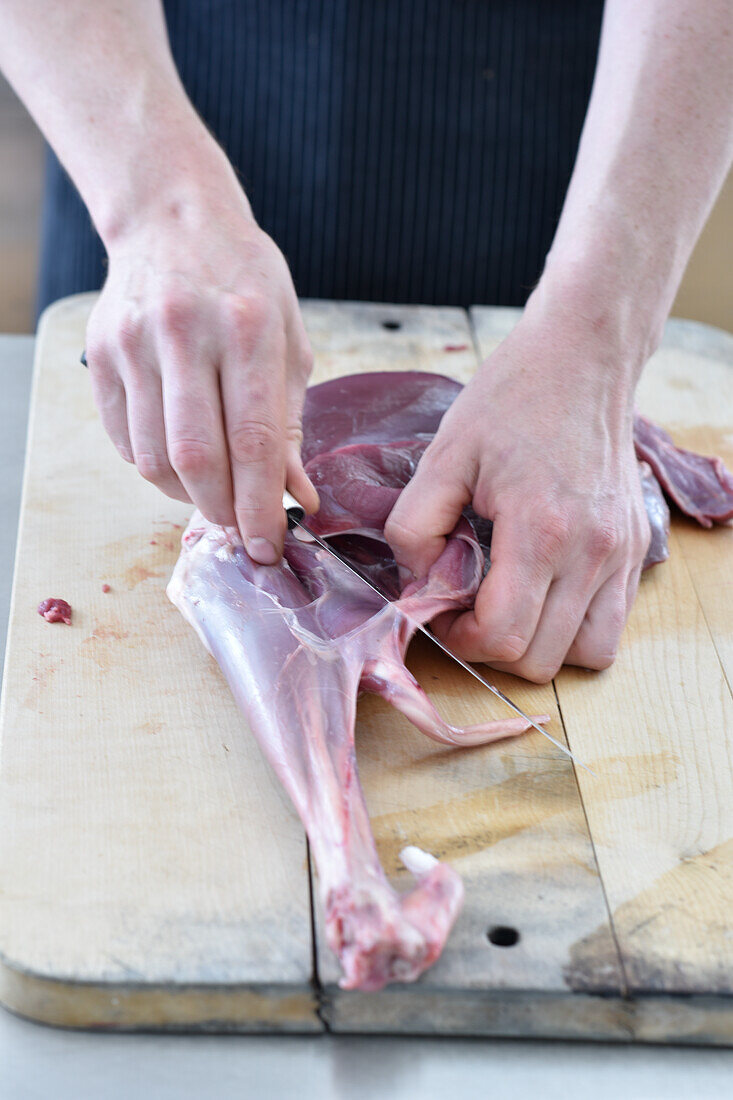 Paring a leg of venison