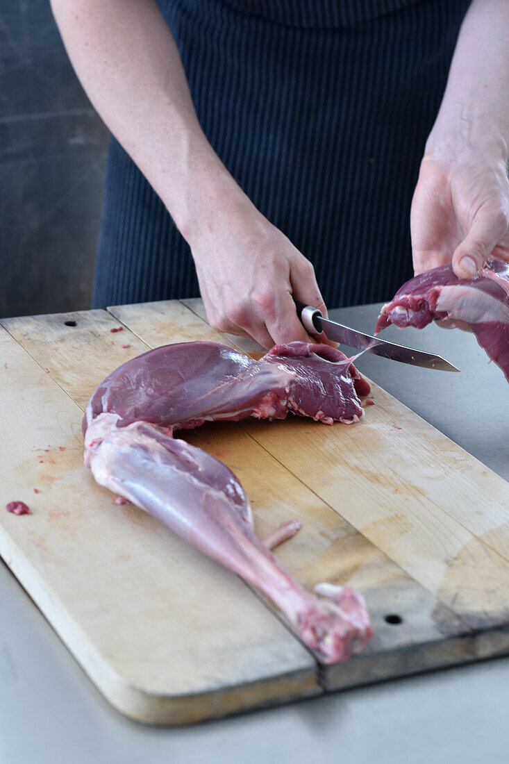 Paring a leg of venison