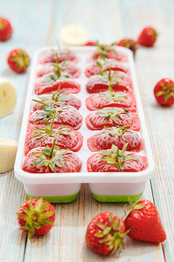 Strawberry ice cubes