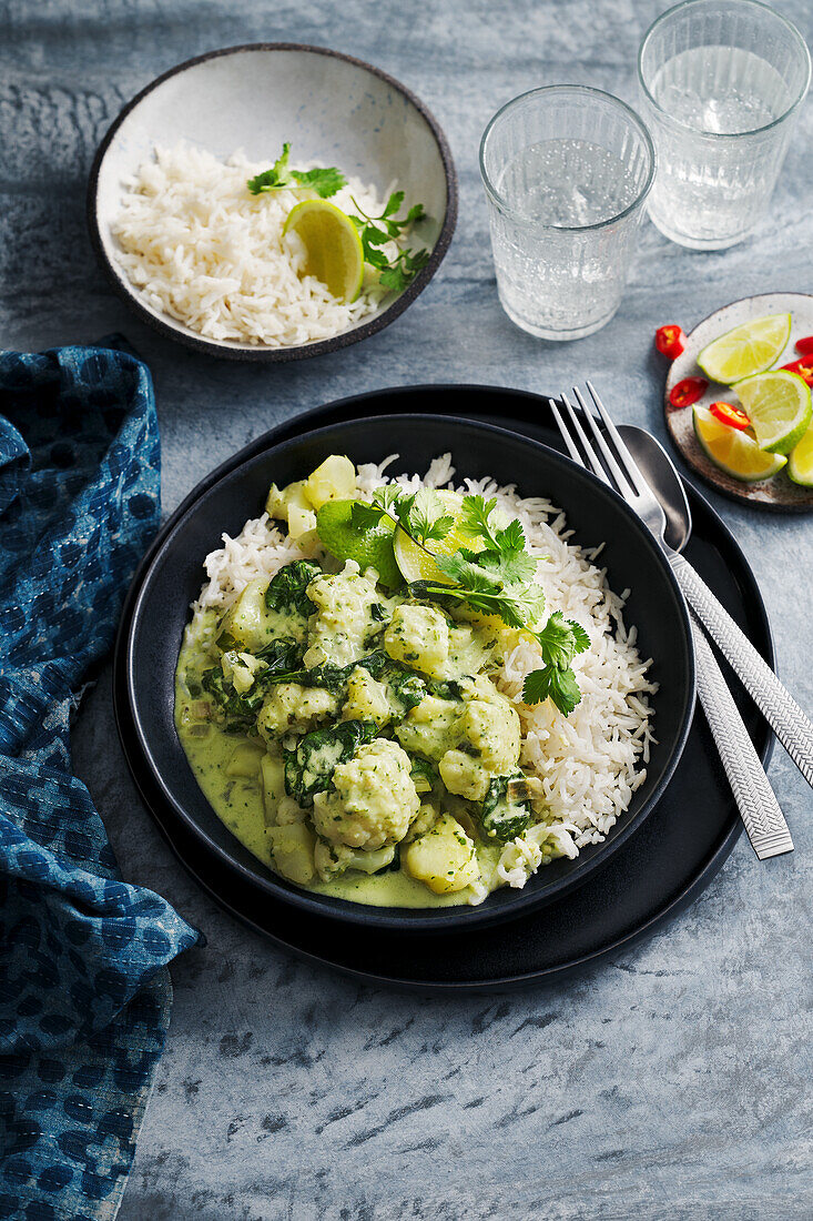 Thai cauliflower curry with rice