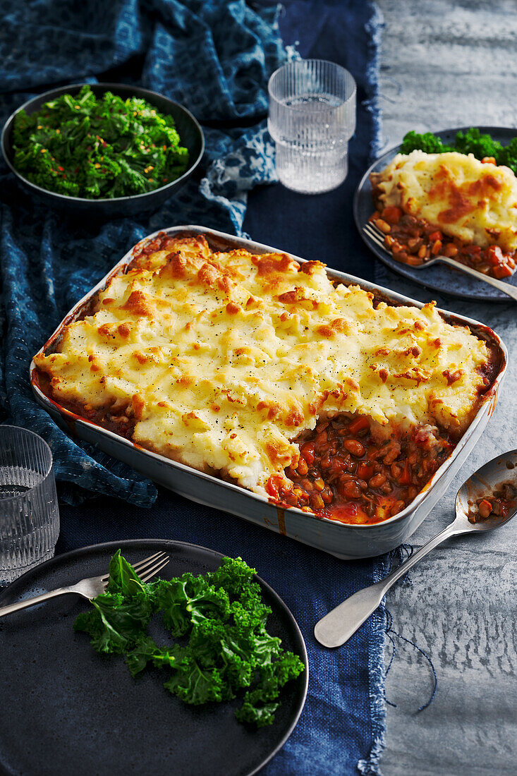 Vegetarian shepherd's pie with kale