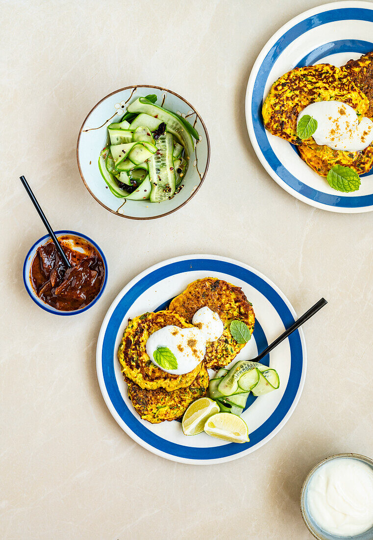 Indian zucchini fritters with garam masala and turmeric