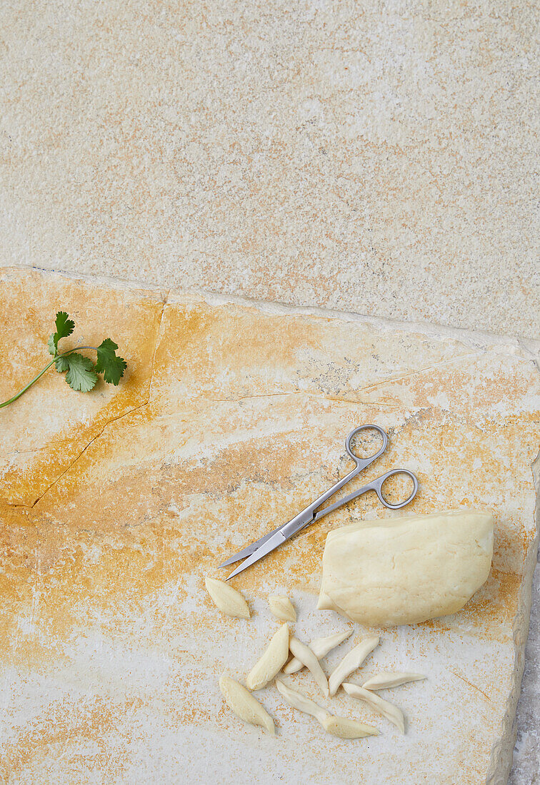 Pasta dough and parsley