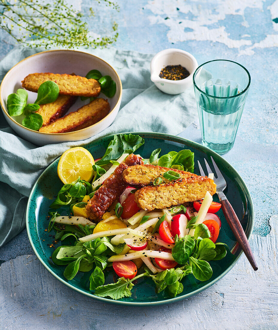 Gemüsesalat mit Tempeh