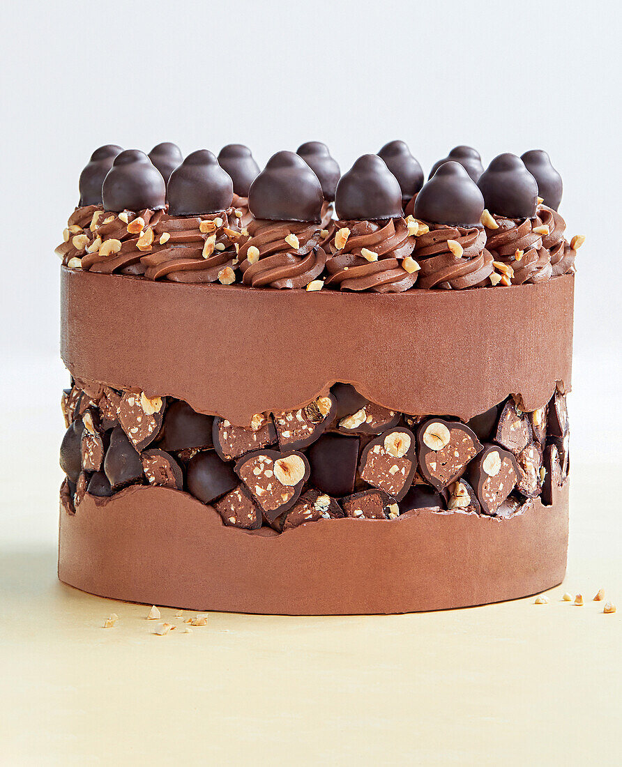 Layer cake with baci and chocolate buttercream